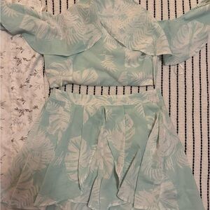 Blush Pastel Green Leaf Print Top